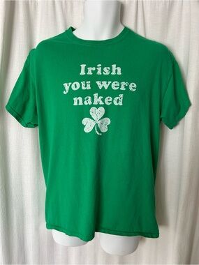 Tee: funny irish you were naked st patty’s day joke shirt med or sm large